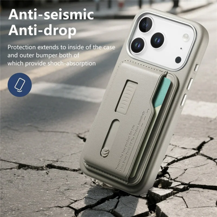 A-One Brand - iPhone 17 Pro Max Mobilskal Magsafe Detachable korthållare - Grå