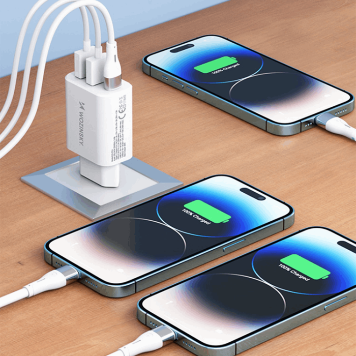 Wozinsky - Wozinsky Väggladdare 30W USB-C/2 x USB-A - Vit