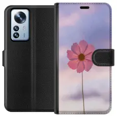 Gustaf - Pl&aring;nboksfodral till Xiaomi 12 Pro med Rosa blomma