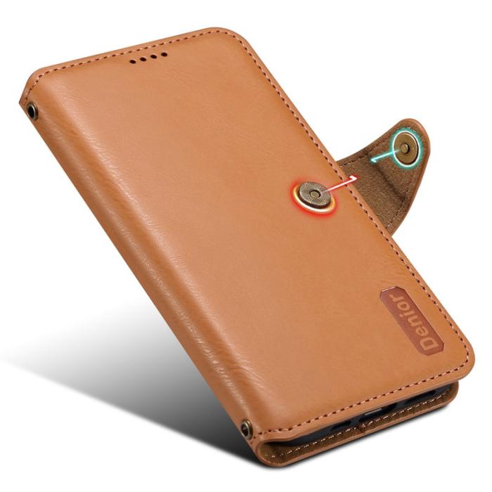 DENIOR - DENIOR iPhone 14 Plus Stöttåligt Plånboksfodral Konstläder Khaki