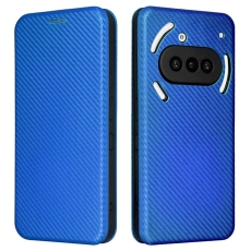 A-One Brand - Nothing Phone (3a) Plånboksfodral Läder Carbon Fiber - Blå