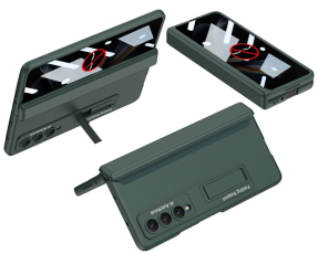 GKK - GKK Galaxy Z Fold 4 Mobilskal Kickstand med Privacy Skärmskydd - Midnight Grön