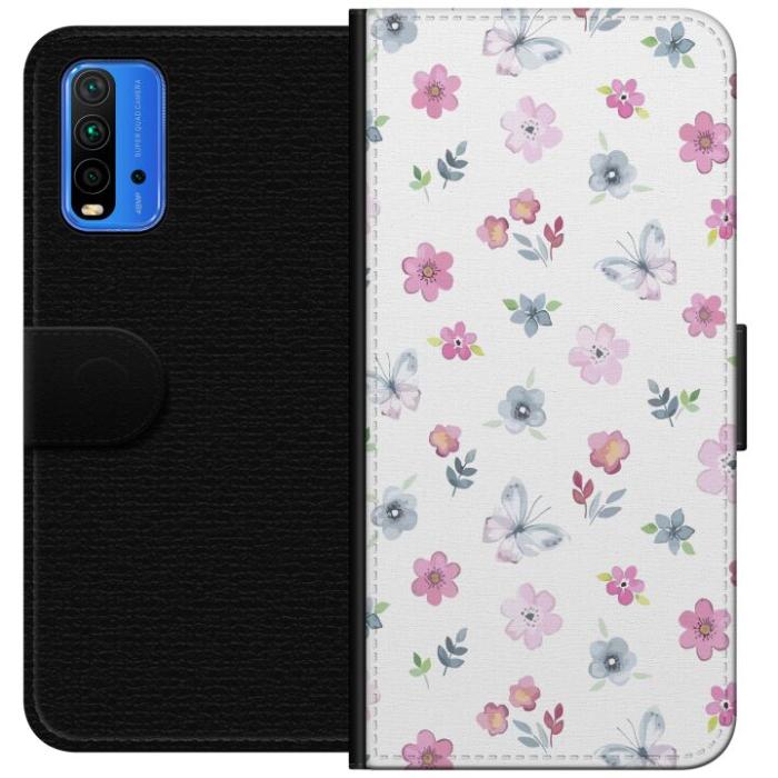 iSecrets - Plånboksfodral till Xiaomi Redmi Note 9 4G med Blommor och fjärillar