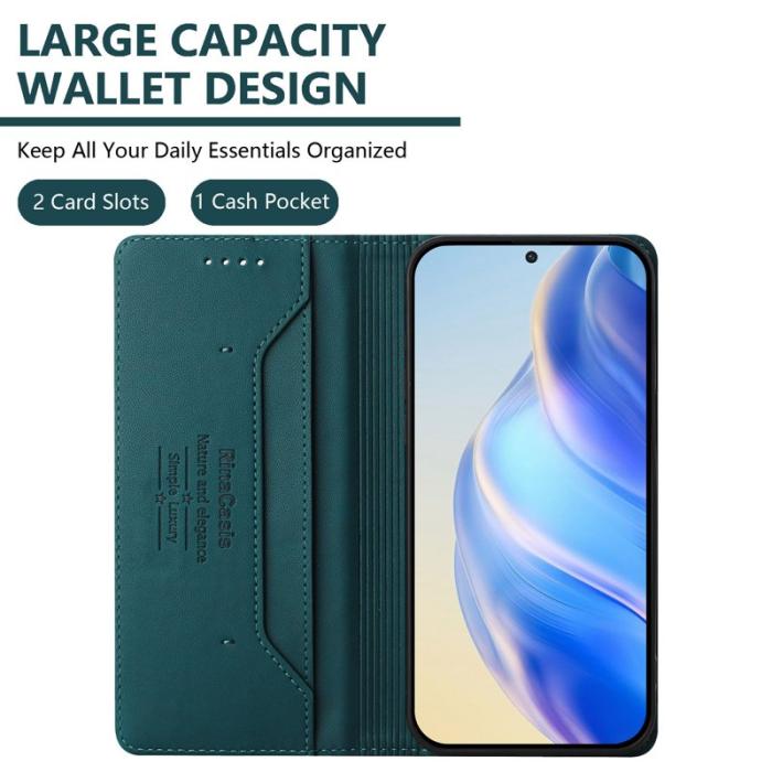 OEM - RINACASIS Samsung Galaxy S26+ Plånboksfodral Konstläder RFID Skydd - Grön