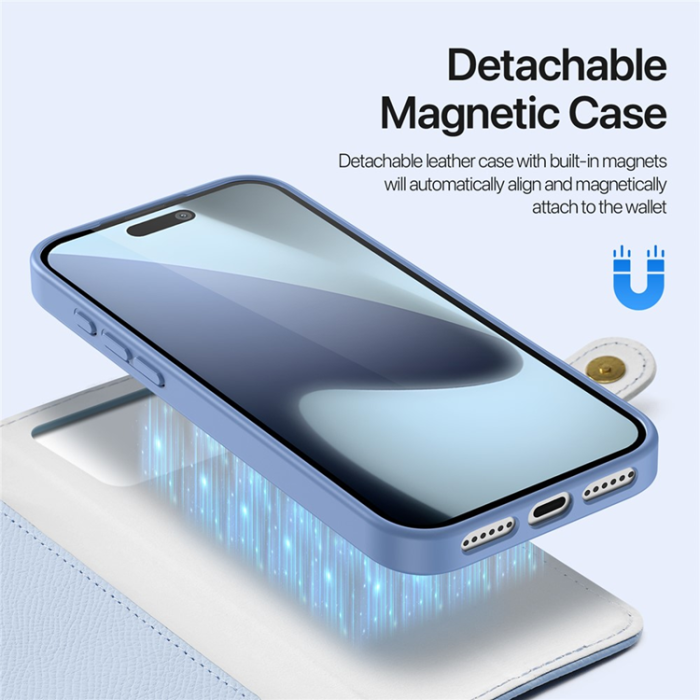 Dux Ducis - Dux Ducis iPhone 17 Pro Plånboksfodral MagSafe Detachable Lawa - Ljusblå
