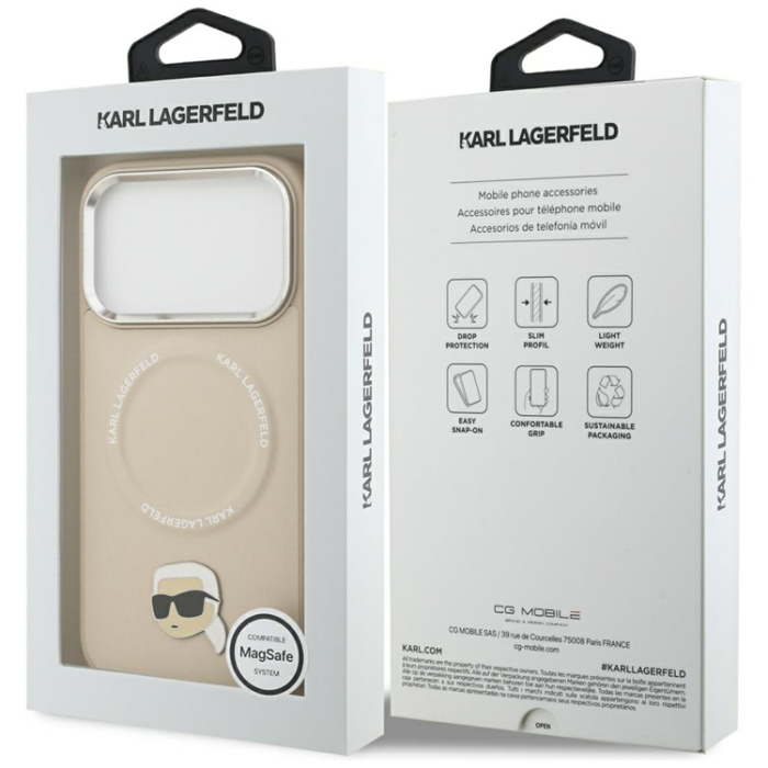 KARL LAGERFELD - Karl Lagerfeld iPhone 17 Pro Max Mobilskal MagSafe Karl Pin - Beige