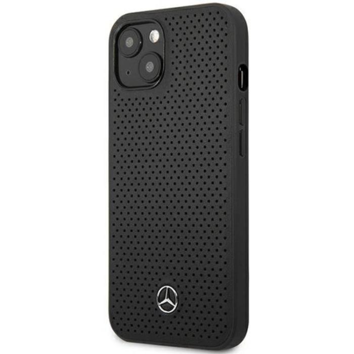 Mercedes - Mercedes iPhone 13 Skal Läder Perforated - Svart