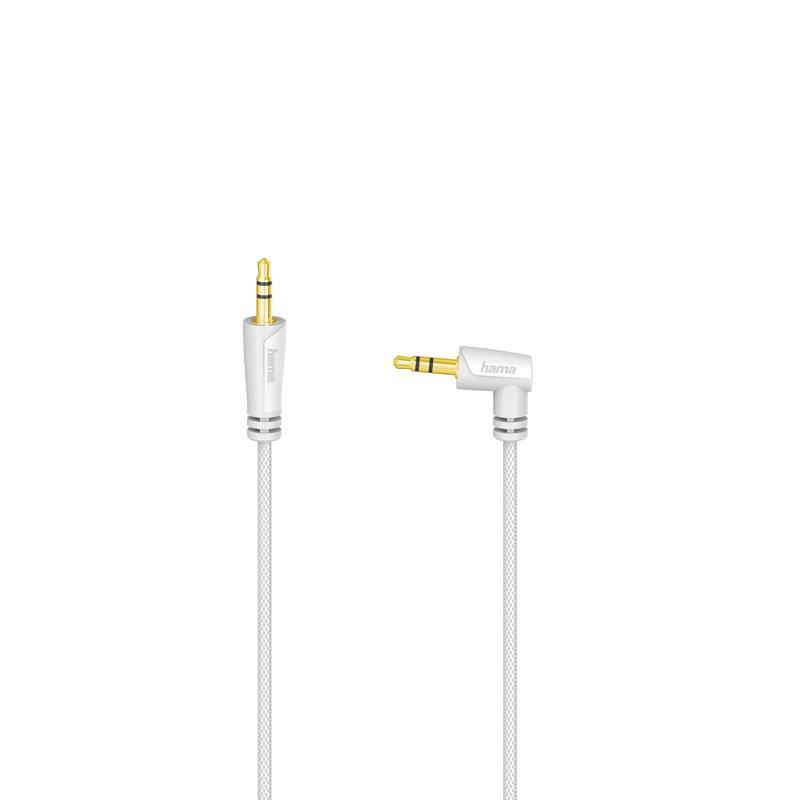 HAMA Kabel Audio 3.5mm-3.5mm Vinklad Vit 2m