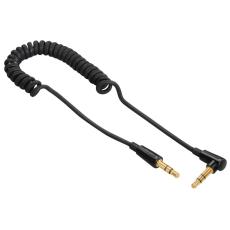 Hama - HAMA Kabel Audio 3.5mm-3.5mm Vinklad Coiled Guld Svart 0.75m