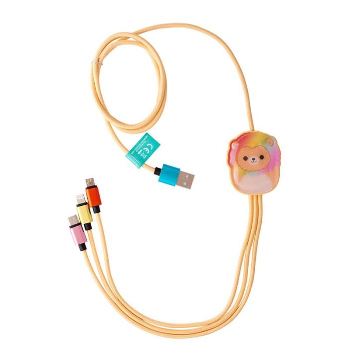 SQUISH - SQUISH Laddningskabel 1,2m Leonard 3in1 USB-C/Micro/Lightning