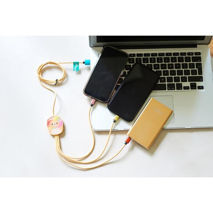 SQUISH - SQUISH Laddningskabel 1,2m Leonard 3in1 USB-C/Micro/Lightning