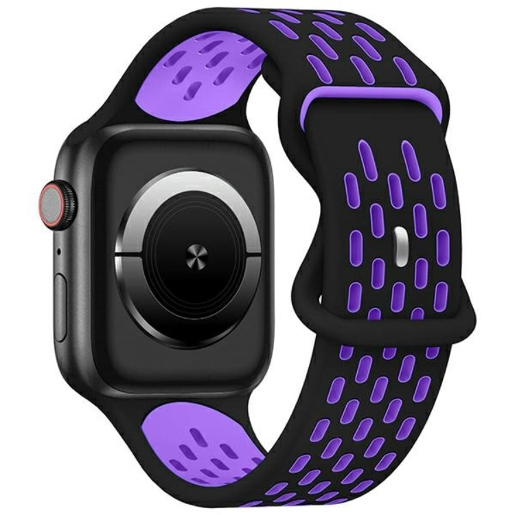 Beline Apple Watch (38/40/41mm) Armband Sport Silikon - Lila/Svart | 5123 | AlltMobil