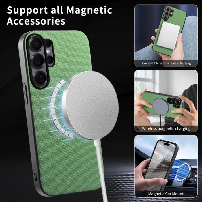 OEM - Mobilskal för Samsung Galaxy S26 Ultra Magnetiskt Konstläder + TPU - Grön