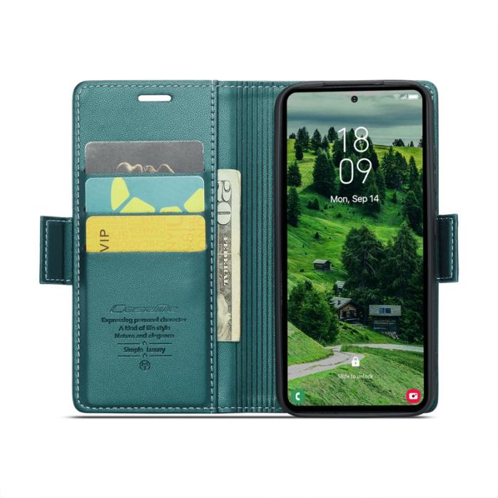 Caseme - CASEME Plånboksfodral Konstläder för Samsung Galaxy S25 - Grön