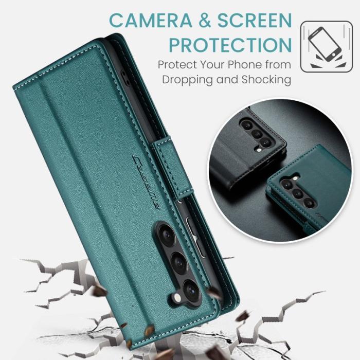 Caseme - CASEME Plånboksfodral Konstläder för Samsung Galaxy S25 - Grön