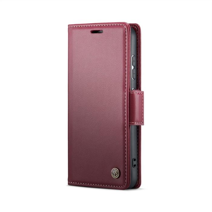 Caseme - CASEME Plånboksfodral Konstläder för Samsung Galaxy S25 - Röd
