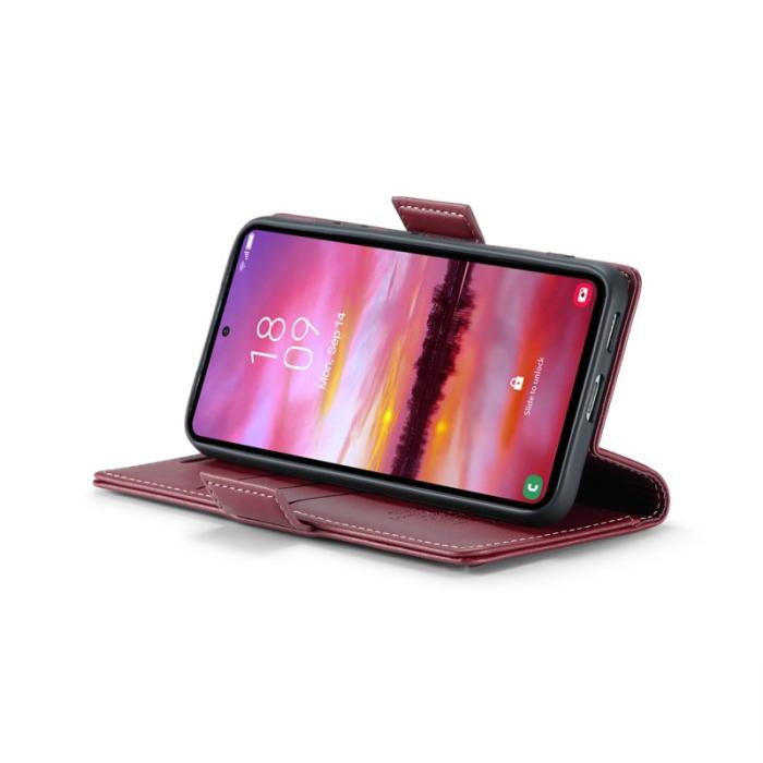 Caseme - CASEME Plånboksfodral Konstläder för Samsung Galaxy S25 - Röd
