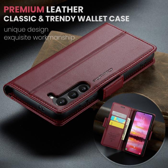 Caseme - CASEME Plånboksfodral Konstläder för Samsung Galaxy S25 - Röd