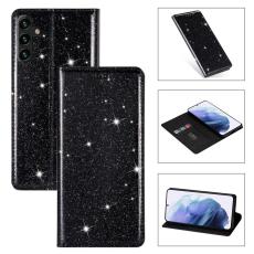 OEM - Mobilskal till Samsung Galaxy S26 Plus Glittrande PU L&auml;der + TPU Kortfack Svart
