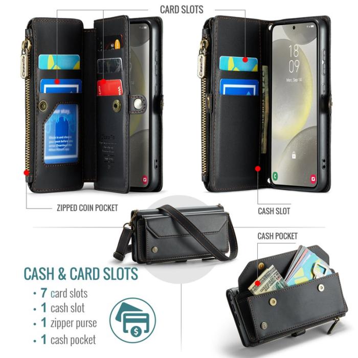 Caseme - CASEME Plånboksfodral Konstläder till Samsung Galaxy S25 - Svart