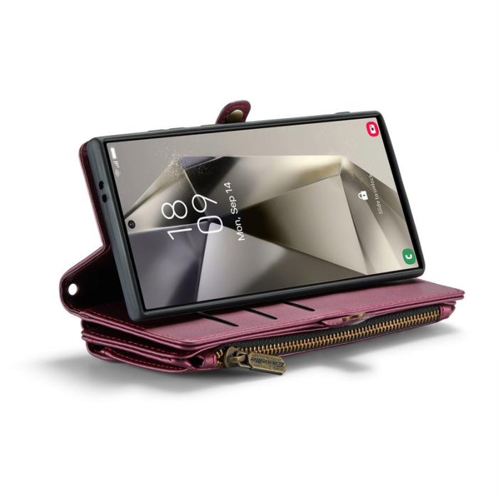 Caseme - CASEME Plånboksfodral Konstläder till Samsung Galaxy S25 Ultra - Röd