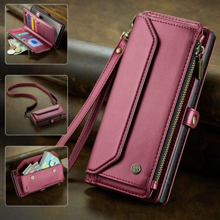 Caseme - CASEME Plånboksfodral Konstläder till Samsung Galaxy S25 Ultra - Röd