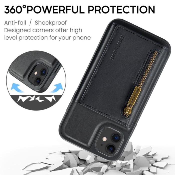DG.MING - DG.MING M5 Plånboksfodral iPhone 11 med kortfack och dragkedja - Svart