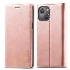 LC.imeeke - LC.IMEEKE iPhone 15 Pl&aring;nboksfodral i Konstl&auml;derl&auml;der - Ros&eacute;guld