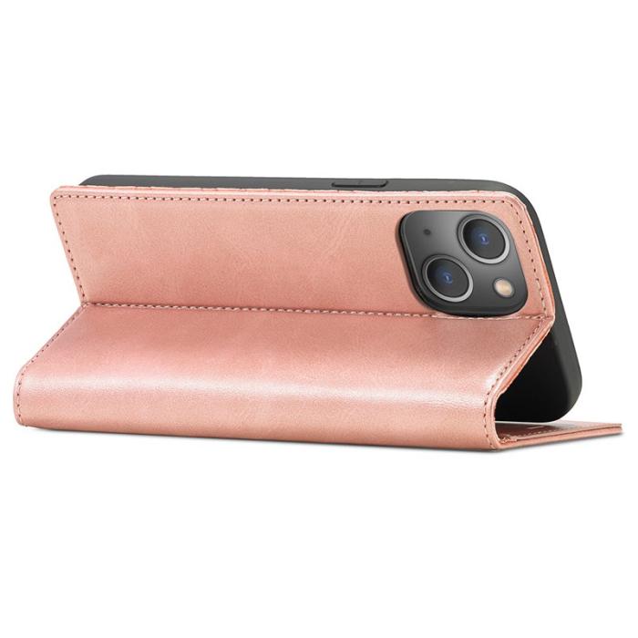 LC.imeeke - LC.IMEEKE iPhone 15 Plånboksfodral i Konstläderläder - Roséguld