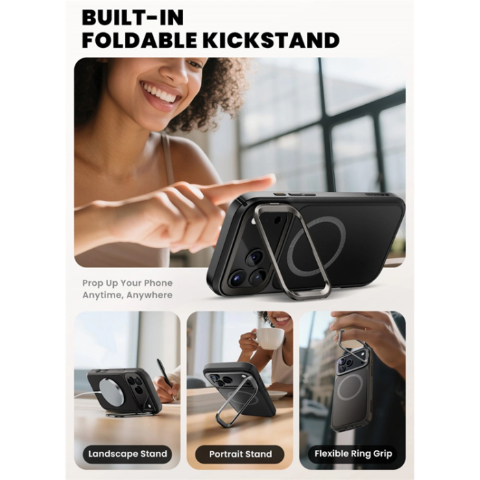 SupCase - Supcase iPhone 17 Pro Max Mobilskal Magsafe Ares Flip - Svart