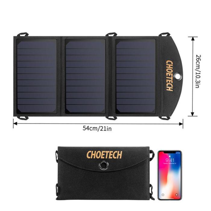 Choetech - Choetech Foldable 2x USB Solladdare 19W - Svart