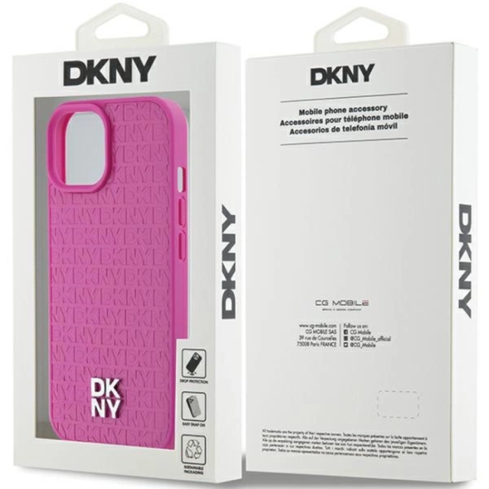 DKNY - DKNY iPhone 15/14/13 Mobilskal Magsafe Läder Pattern Metal Logo