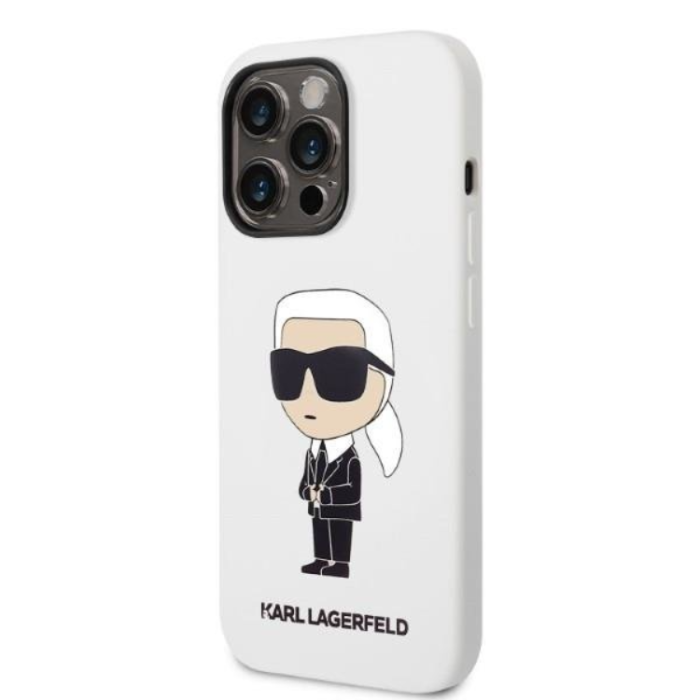 KARL LAGERFELD - Karl Lagerfeld iPhone 14 Pro Skal Silicone Ikonik - Vit