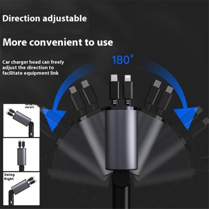 OEM - Billaddare 100W Snabbladdningsadapter med Indragbara Typ-C-Kablar X16