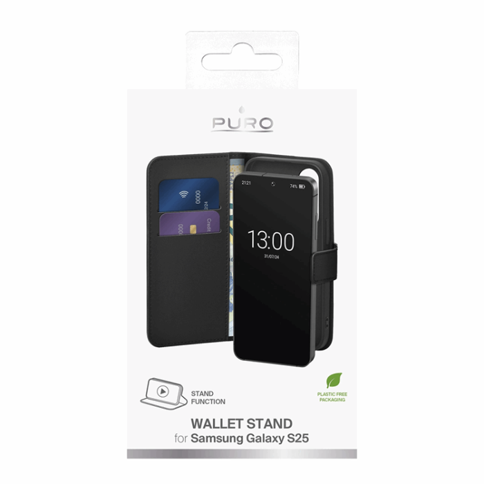 Puro - Puro Galaxy S25 Plånboksfodral med Flip - Svart