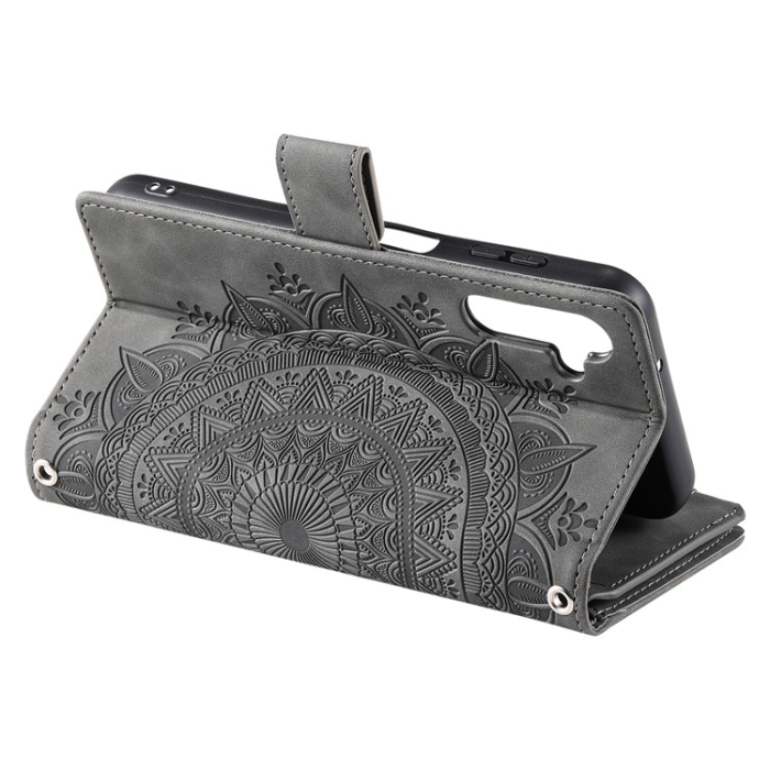 A-One Brand - Galaxy A34 5G Plånboksfodral Mandala Flower Imprinted - Svart