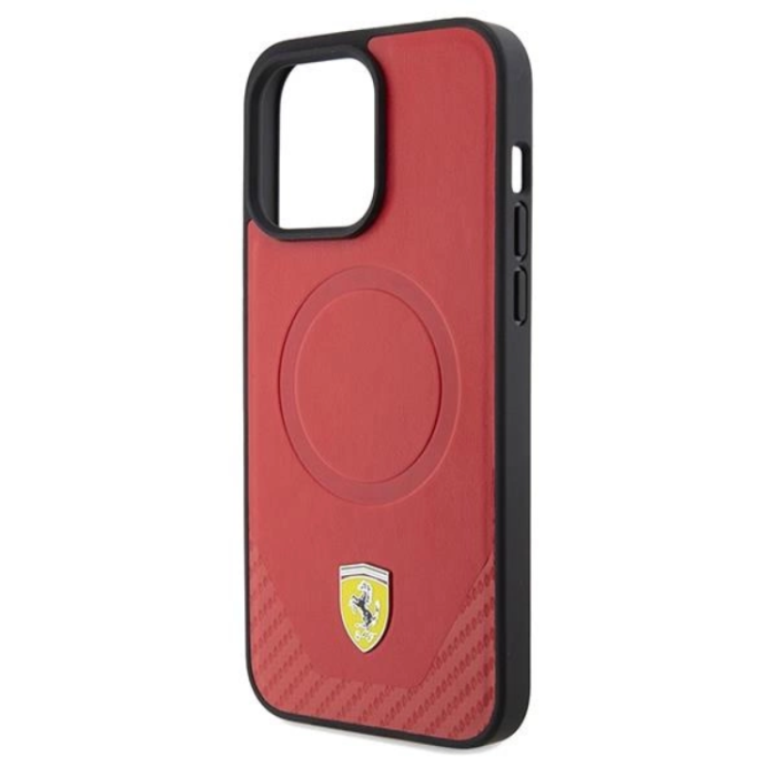 Ferrari - Ferrari iPhone 15 Pro Mobilskal Magsafe Carbon Metal Logo - Röd