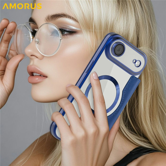 Amorus - AMORUS iPhone Air Plånboksfodral MagSafe RFID - Blå
