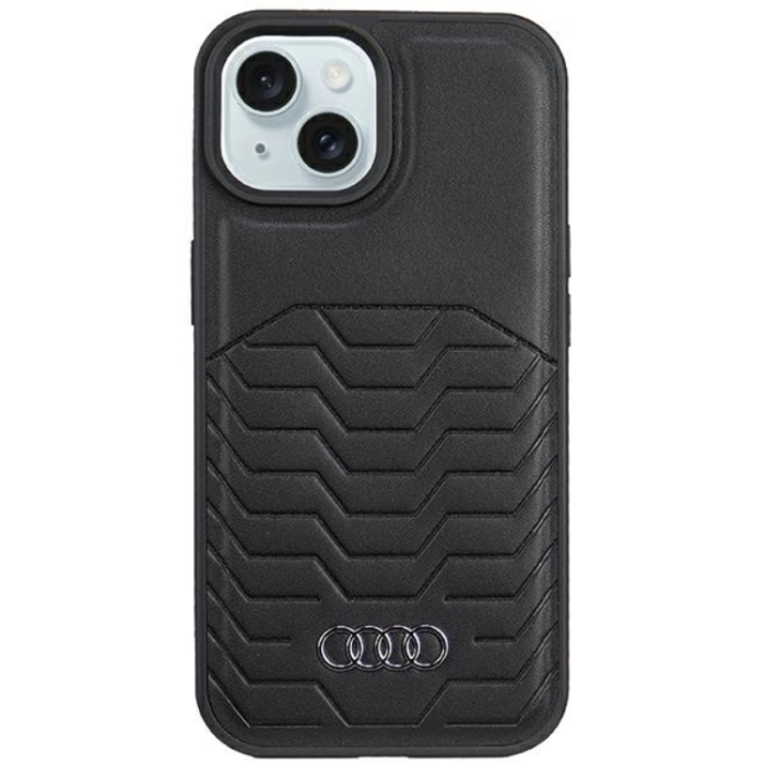 Audi - Audi iPhone 15 Mobilskal Magsafe Synthetic Läder - Svart