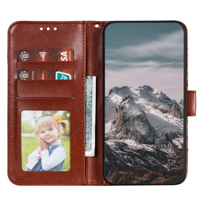 OEM - Samsung Galaxy S26 Plånboksfodral Konstläder Mandala Tryckt Design - Brun