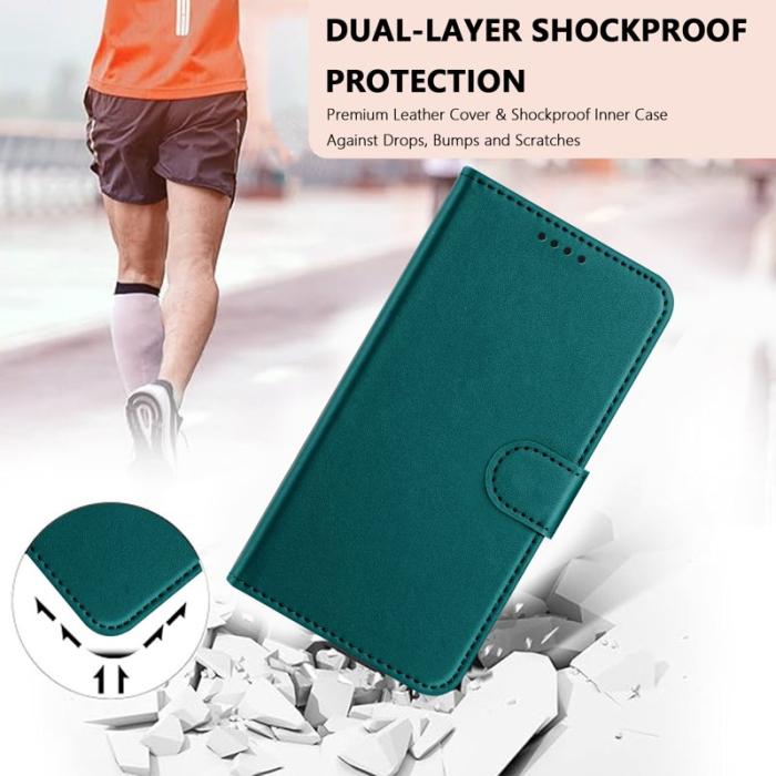 OEM - Samsung Galaxy S26 Ultra Fodral Äkta Läder Ställ Solid Färg - Grön