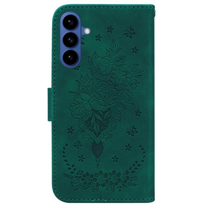 OEM - Samsung Galaxy S26 / S26 Pro Plånboksfodral Konstläder Butterfly Blomma - Grön