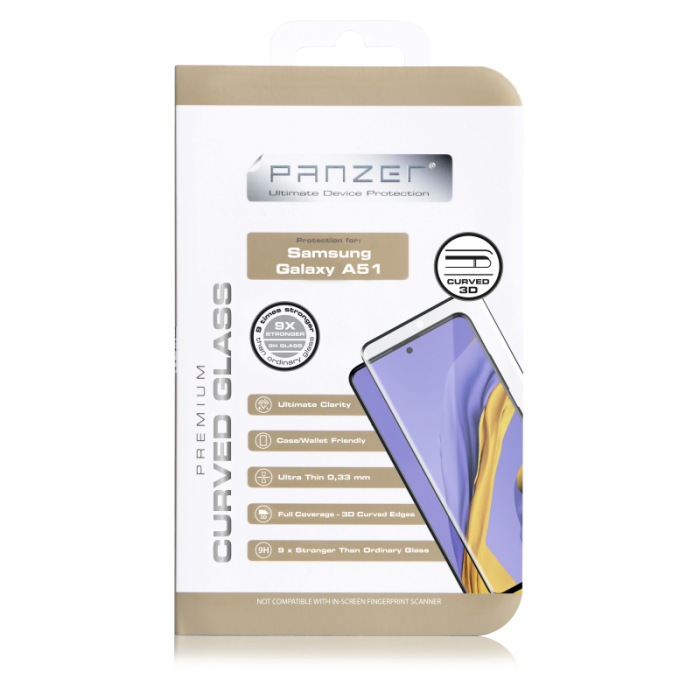 UTGATT1 - Panzer - Full-Fit Glass Samsung Galaxy A51 - Svart