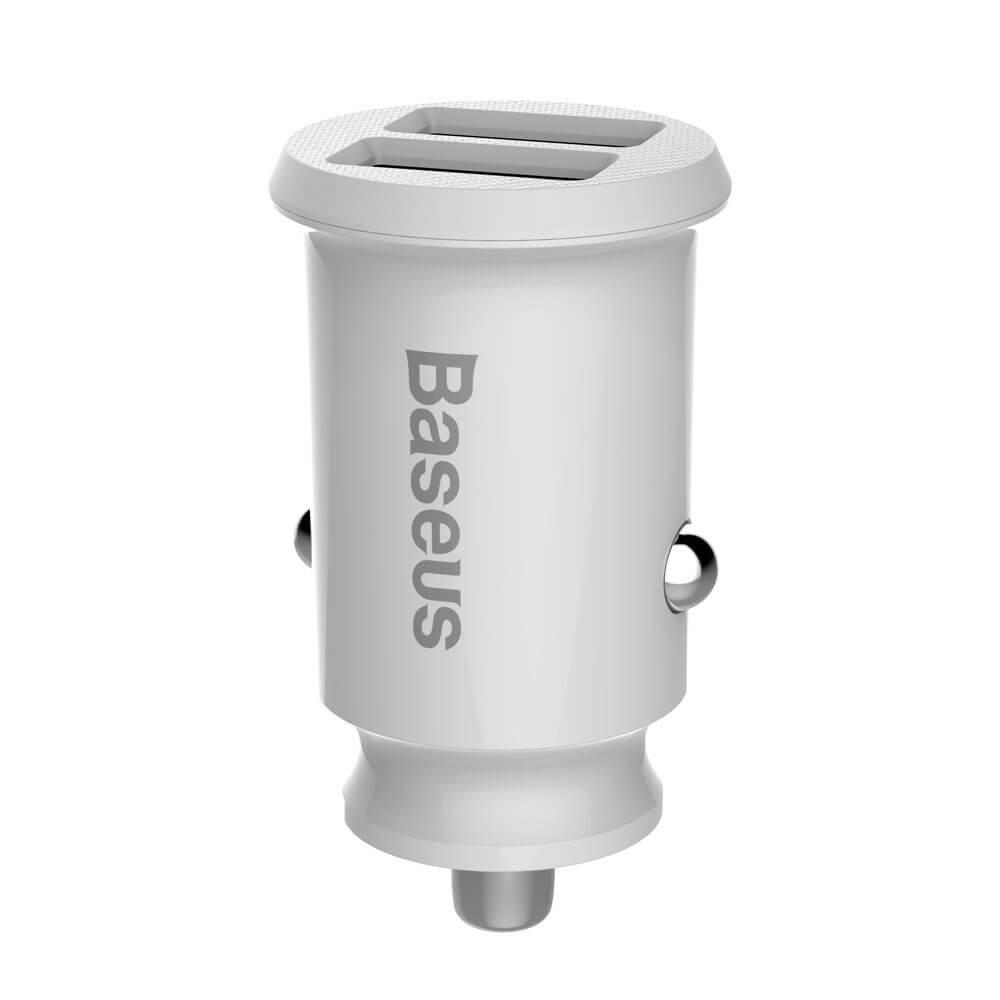 Baseus Grain Billaddare Mini Universal Smart 2x USB 3.1A Vit
