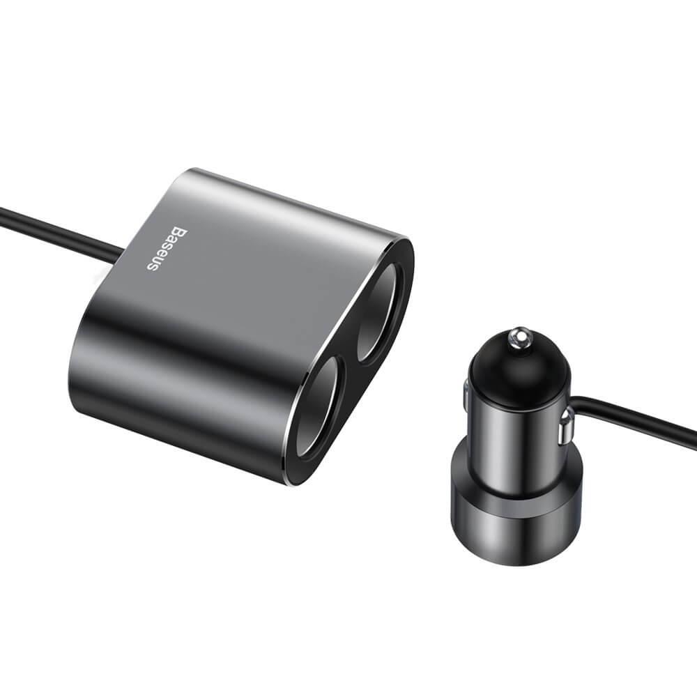 Baseus High Efficiency dual-cigarette tändare 80W USB 3.1A Svart | 505295 | AlltMobil