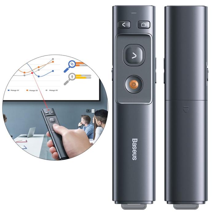 BASEUS - Baseus laser pointer fjärrkontroll PC (med batteri) - Grå