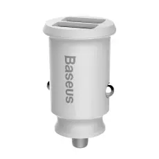 BASEUS - Baseus Grain Billaddare Mini Universal Smart 2x USB 3.1A Vit