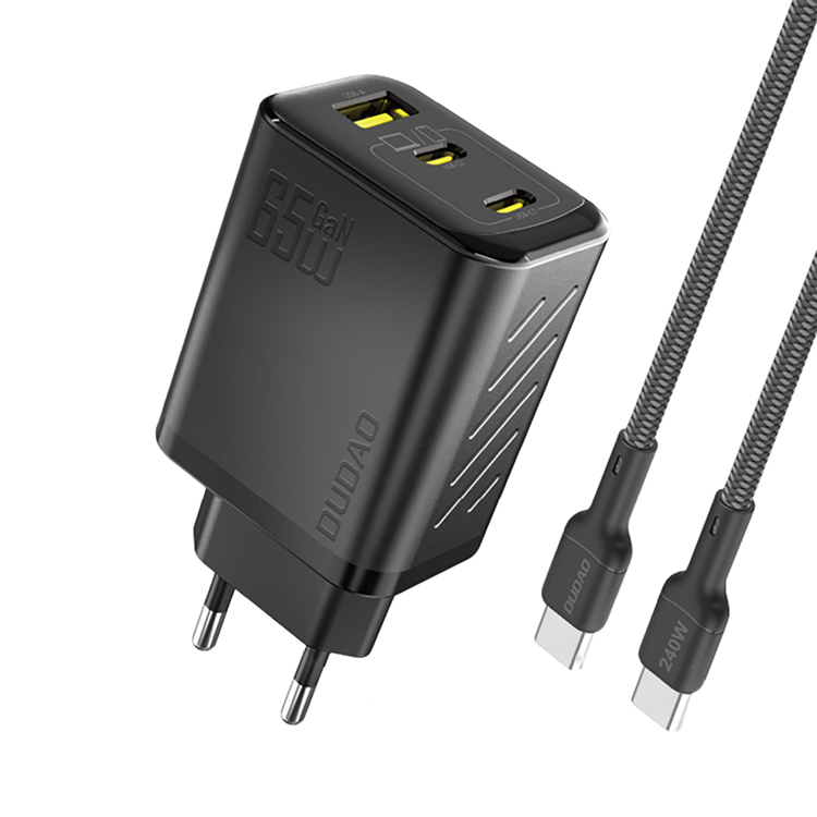 Dudao Snabbladdare USB-A/2x USB-C 65W med USB-C Kabel (Svart) | 505295 | AlltMobil