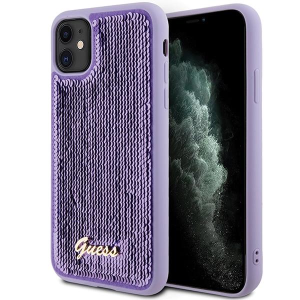 Guess Mobilskal till iPhone 11 / Xr MagSafe Sequin Script Metal - Lila