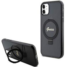 Guess - Guess Mobilskal till iPhone 11 / Xr MagSafe Ring Stand Script Glit MagSafe